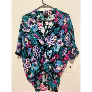Vintage floral short sleeve button down shirt